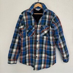 Vintage Five Brother quilted lined flannel jacket shirt shacket tallman large L